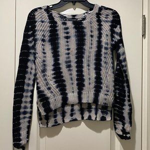 Navy/Beige Tie Dye High-low Knit Sweater